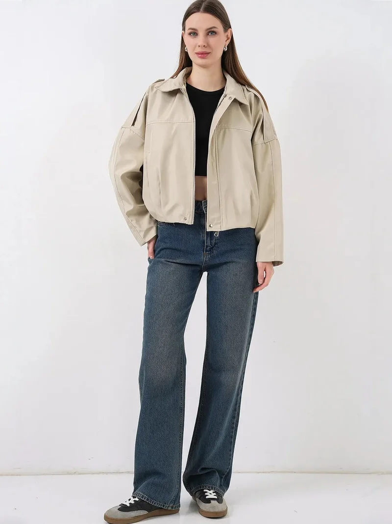 بيغ دارت BDART Gabardine Bomber Jacket with Zipper Closure